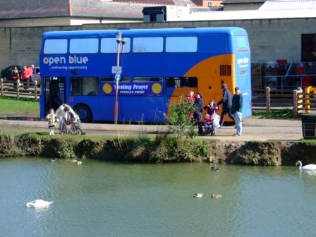 Bus by river
